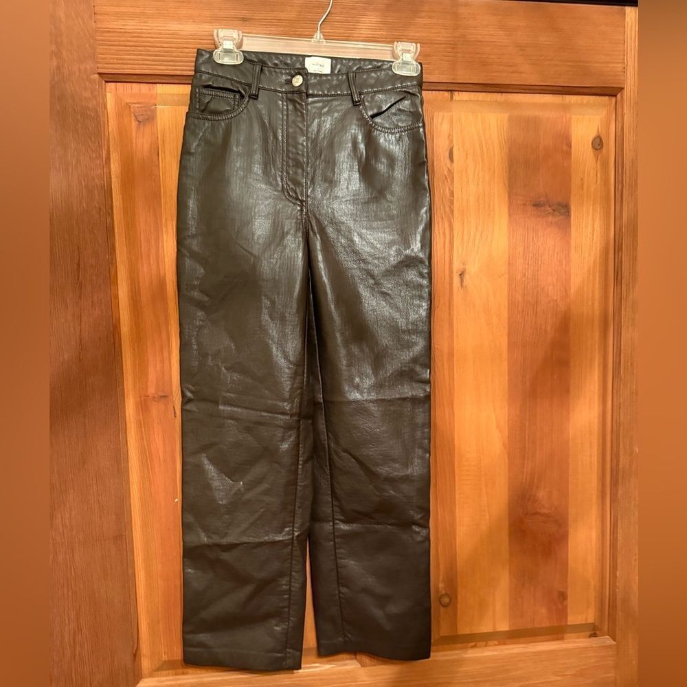 Wilfred Chocolate Brown Straight Leg Leather Pants